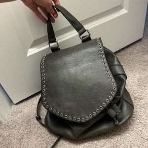 Grey leather backpack purse